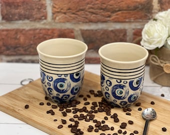 Set of 2 handmade ceramic mugs, Set of two tumbler cups, coffee lovers gift, Tea cups, His and Hers coffee mugs, Housewarming gift