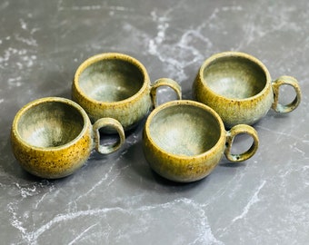 Green Rustic handmade ceramic mugs, coffee lovers gift, Tea cups, His and Hers coffee mugs, Housewarming gift