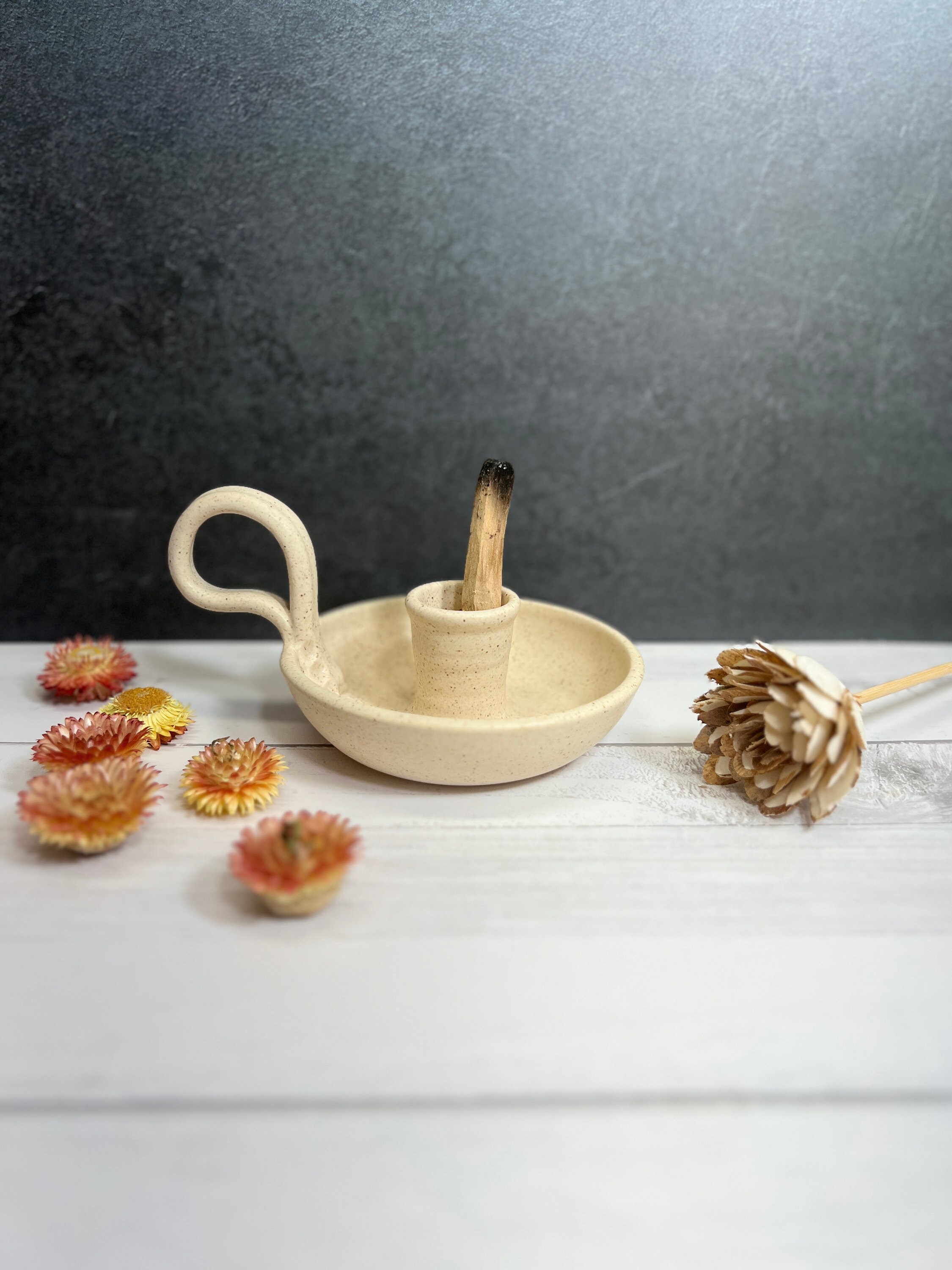 Ceramic Chamberstick Candle Holder, Nordic Style Candle