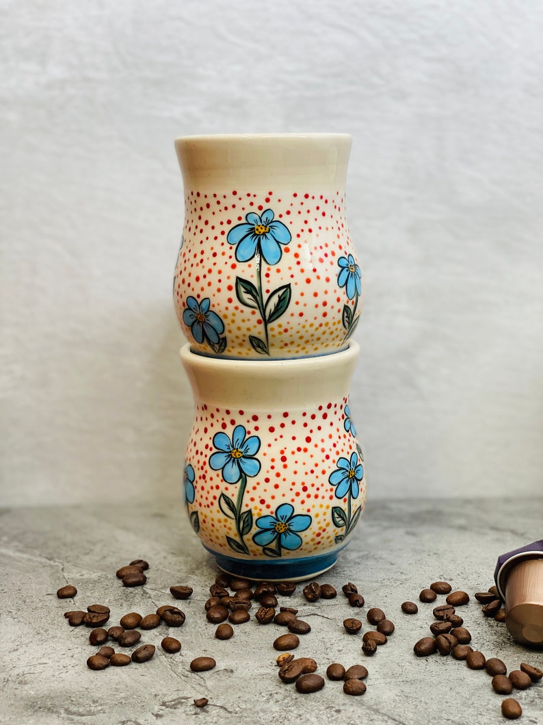 Handmade ceramic mug, Coffee lovers gift, Tea cups, Coffee mugs, Housewarming gift, Flowers cups, Hand-painted mugs,Wedding Gift,Sunset Cups image 4