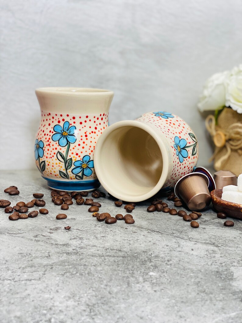 Handmade ceramic mug, Coffee lovers gift, Tea cups, Coffee mugs, Housewarming gift, Flowers cups, Hand-painted mugs,Wedding Gift,Sunset Cups image 5