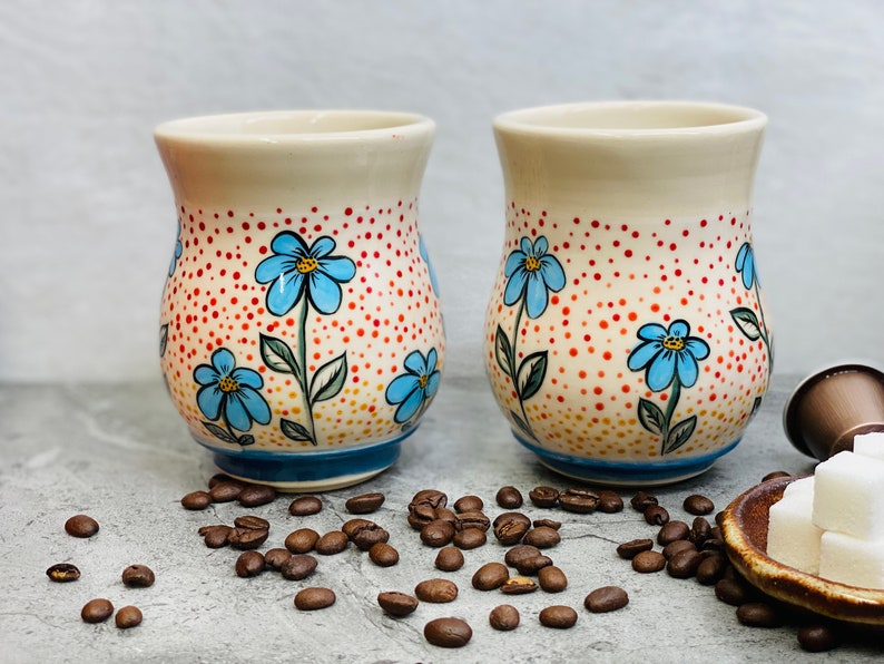 Handmade ceramic mug, Coffee lovers gift, Tea cups, Coffee mugs, Housewarming gift, Flowers cups, Hand-painted mugs,Wedding Gift,Sunset Cups image 7