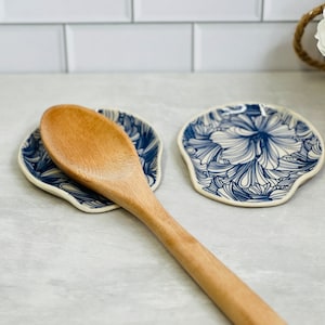 Repose-cuillère en céramique, porte-cuillère fait main, repose-cuillère pour cuisinière, cadeau de pendaison de crémaillère, cadeau de fête des mères, cadeau pour le cuisinier