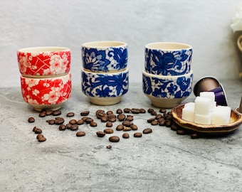 Handmade Cherry Blossom Ceramic Espresso Cup, Floral Shot Cup