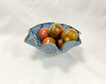 One of-a-kind Hand Built Blue Bowl, Serving Bowl, Unique Blue Tableware, Housewarming gift, Mother's day Gift, Salad Bowl, Table Decor