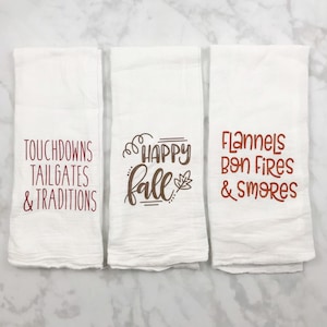 Fall Flour Sack Towel Set - Fall Decor - Fall Hostess Gift - Autumn Kitchen Towels