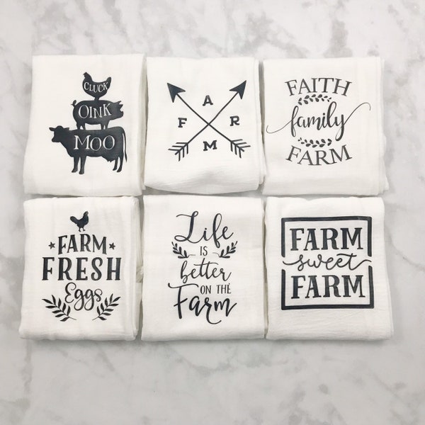 Farmhouse Flour Sack Towel - Rustic Farm Kitchen Decor
