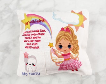 Personalized Tooth Fairy Pocket Pillow - First Lost Tooth