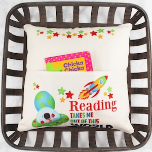 Astronaut Rocket Pocket Pillow: Kids Nursery Decor Accent