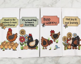 Inspirational Chicken Towels - Country Towels - Chicken Decor - Country Decor