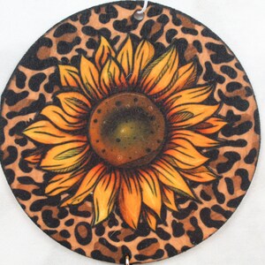 Cheetah Sunflower Car Coaster and Air Freshener Gift Set Car Accessories Christmas Gifts Gifts for Her image 2