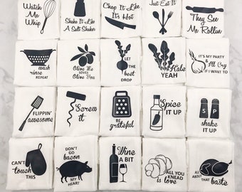 Flour Sack Towels Hostess Gift - Christmas Gifts - Housewarming Gift - Funny Kitchen Towels - Stocking Stuffer