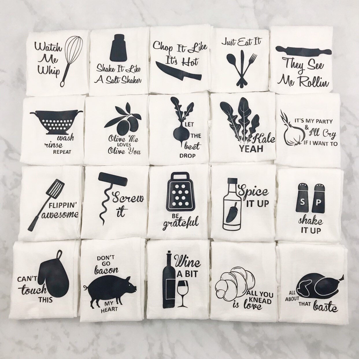 Cute Kitchen Towels Set Inspirational Dish Towels Fun Sayings Flour Sack  Towels Cotton 16x28 5 Piece 