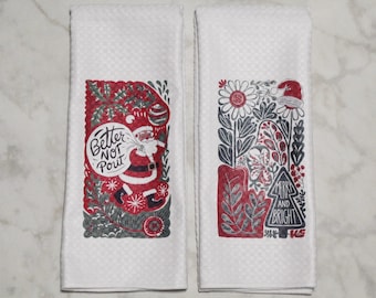 Christmas Waffle Weave Kitchen Towel Set – Holiday Decor