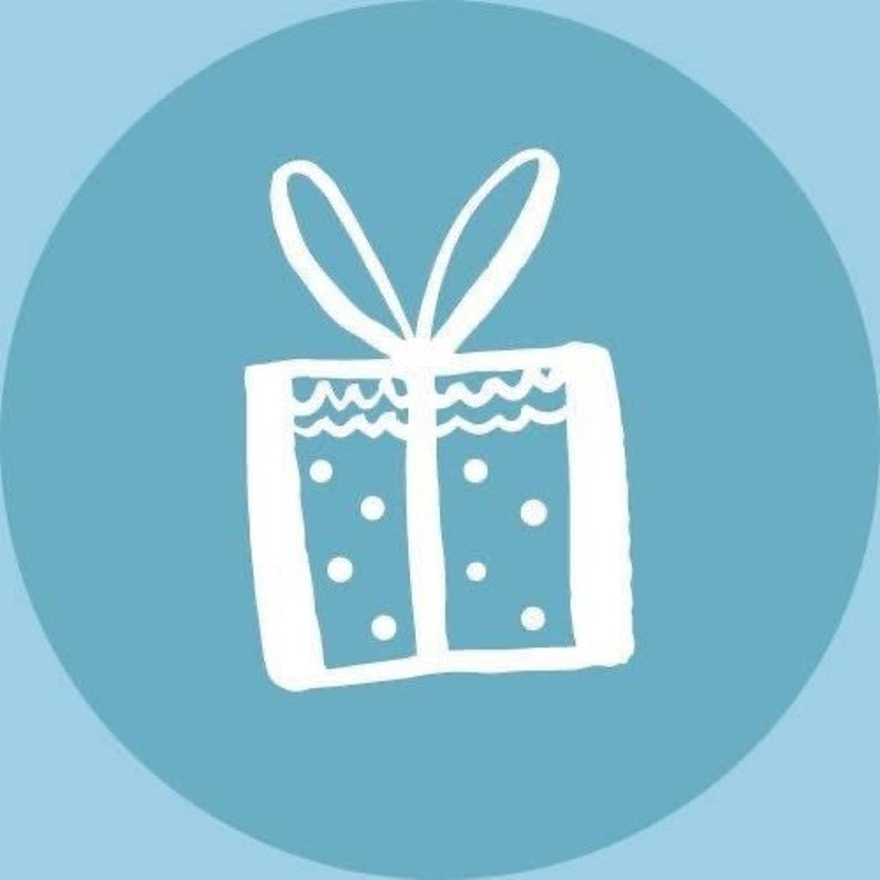 May include: A white gift box with a white bow on a light blue background.