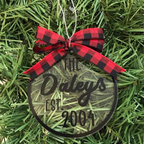 Buffalo Plaid Christmas Ornaments Personalized Family Etsy