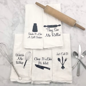 Flour Sack Towels Housewarming Gift Mothers Day Gift Christmas Gifts Hostess Gift Funny Kitchen Towels image 1