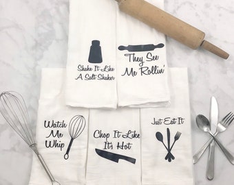 Flour Sack Towels Housewarming Gift - Mothers Day Gift - Christmas Gifts - Hostess Gift Funny Kitchen Towels