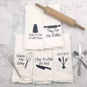 Flour Sack Towels Housewarming Gift Mothers Day Gift Christmas Gifts Hostess Gift Funny Kitchen Towels image 3