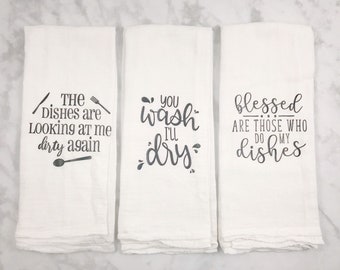 Funny Kitchen Towel Set Kitchen Flour Sack Towels - Mothers Day Gift - Housewarming Gift - Kitchen Dish Towels Kitchen Decor