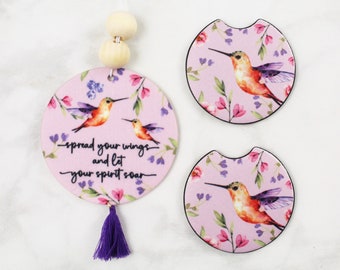 Spread Your Wings and Let Your Spirit Soar Coaster and Air Freshener Gift Set - Car Accessories - Christmas Gifts - Mother’s Day gifts