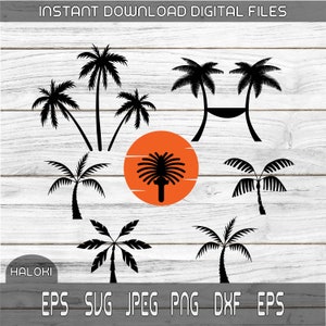 Palm Tree Svg, Palm tree print, Tree svg, Tropical svg, Beach svg, Sunset svg, Beach scene svg, Palm Tree PNG, DXF, EPS vector