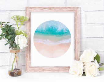 Afdrukbare Art - strand scène zee & zand - vreedzame heiligdom muur Office Home Decor