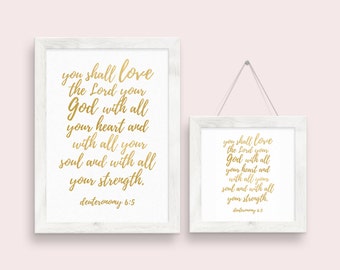 Afdrukbare bijbel vers Script Wall Art - 12 "x 18" digitale Download in goud
