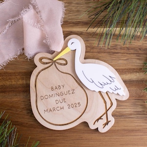 Baby&#39;s First Christmas Ornament, Pregnancy Announcement Ornament, Personalized Stork Ornament, Baby Stat Ornament 2024, Gift For New Mom Dad
