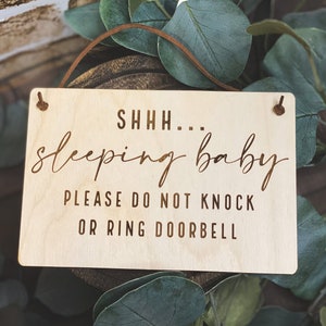 Sleeping Baby Sign: Baltic Birch Wood, Do Not Knock