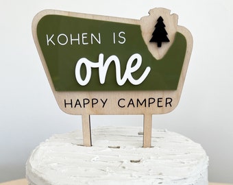 One Happy Camper National Park Birthday Cake Topper, Camping Sign Birthday Cake Topper, Wildlife Nature Hiking Themed First Birthday