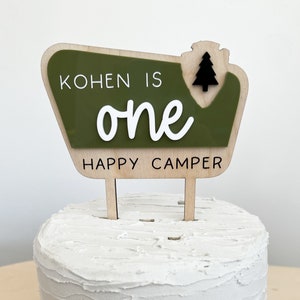 One Happy Camper National Park Birthday Cake Topper, Camping Sign Birthday Cake Topper, Wildlife Nature Hiking Themed First Birthday