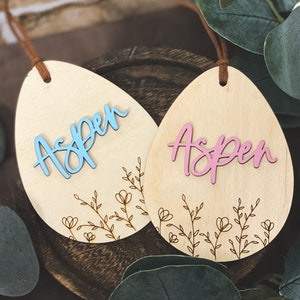 Easter Basket Tag, Personalized Easter Basket Tag, Easter Egg Basket Tag, Personalized Easter Gift Tag, Basket Name Tag, Custom Boho Egg Tag