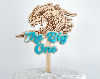 The Big One First Birthday Cake Topper, First Birthday Ocean Surf Theme, First Wipeout Theme, Wave Theme Birthday, Summer Birthday