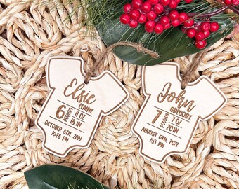 Personalized Baby's First Christmas Ornament: Engraved Birth Stats, Keepsake