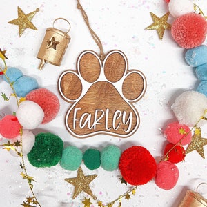 Paw Print Stocking Tag, Custom Stocking Tag For Pets, Fur Baby Tag, Personalized Pet Ornament