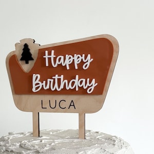 National Park Birthday Cake Topper, Camping Sign Birthday Cake Topper, Wildlife Forest Themed Birthday, One Happy Camper First Birthday
