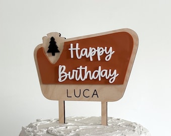 National Park Birthday Cake Topper: Camping Wildlife Theme