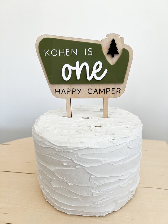 Camping Birthday Cake Topper: National Park Theme, Wildlife Decor