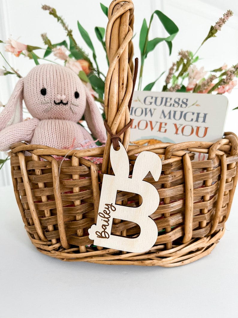 Personalized Easter Basket Name Tags Letter Initial Wood Name Etsy