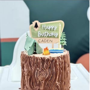 Camping Birthday Cake Topper: National Park Theme, Wildlife Decor image 3