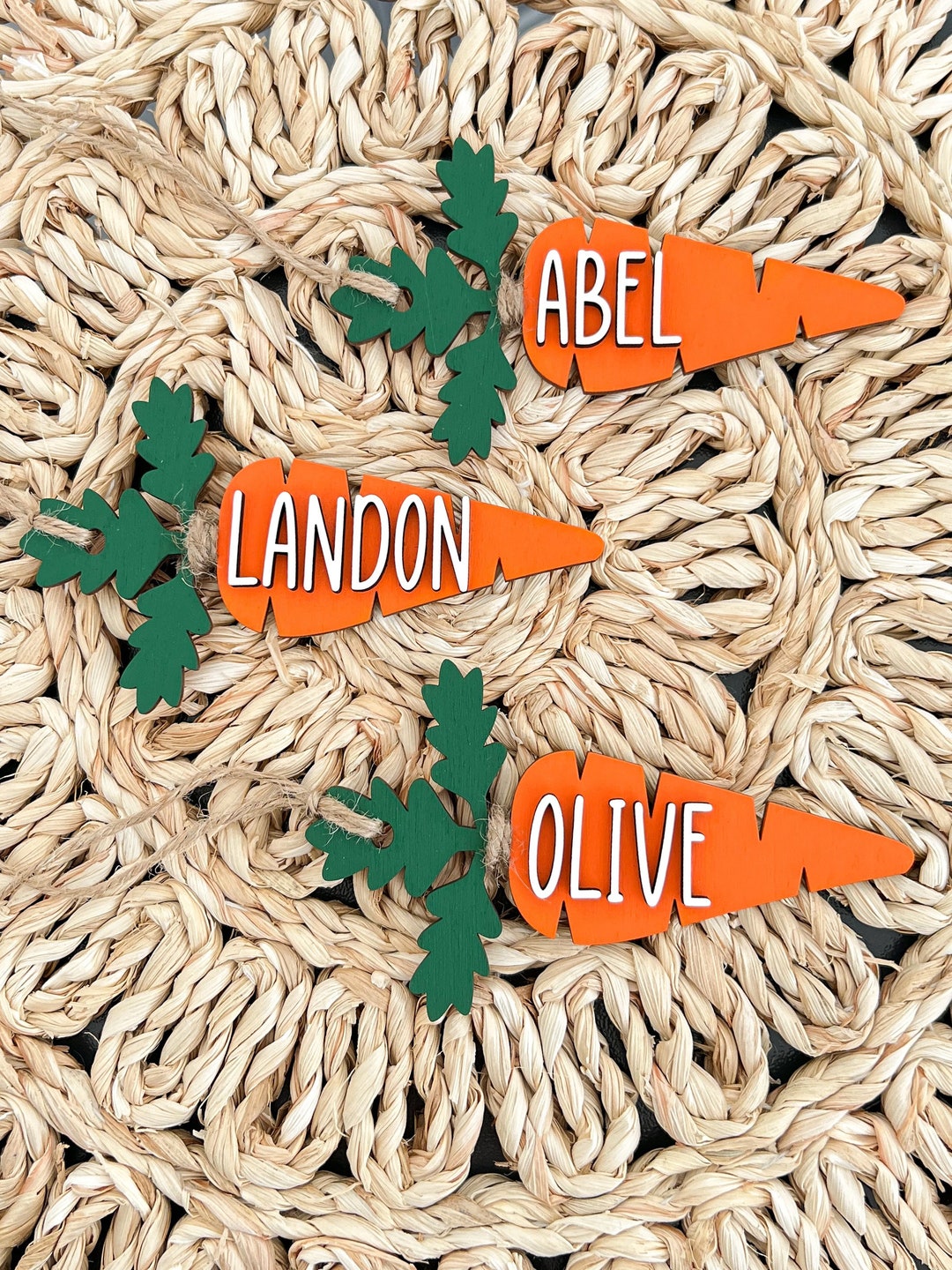 Easter Basket Name Tags Wooden Carrot Name Tags Wooden Name Etsy