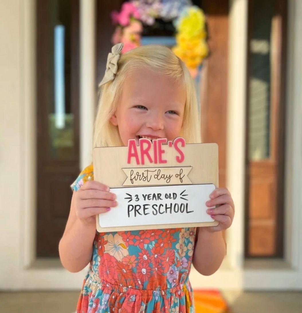 Personalized First and Last Day of School Sign, Back To School, Reusable Erasable School Sign, Preschool Kindergarten First Day Prop 2024