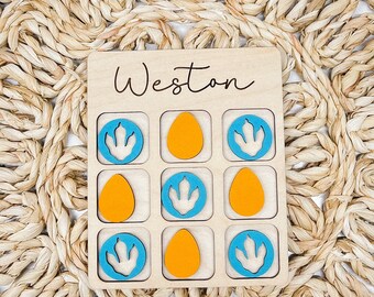 Personalized Easter Tic Tac Toe Game: Bunny or Dinosaur Basket Stuffer