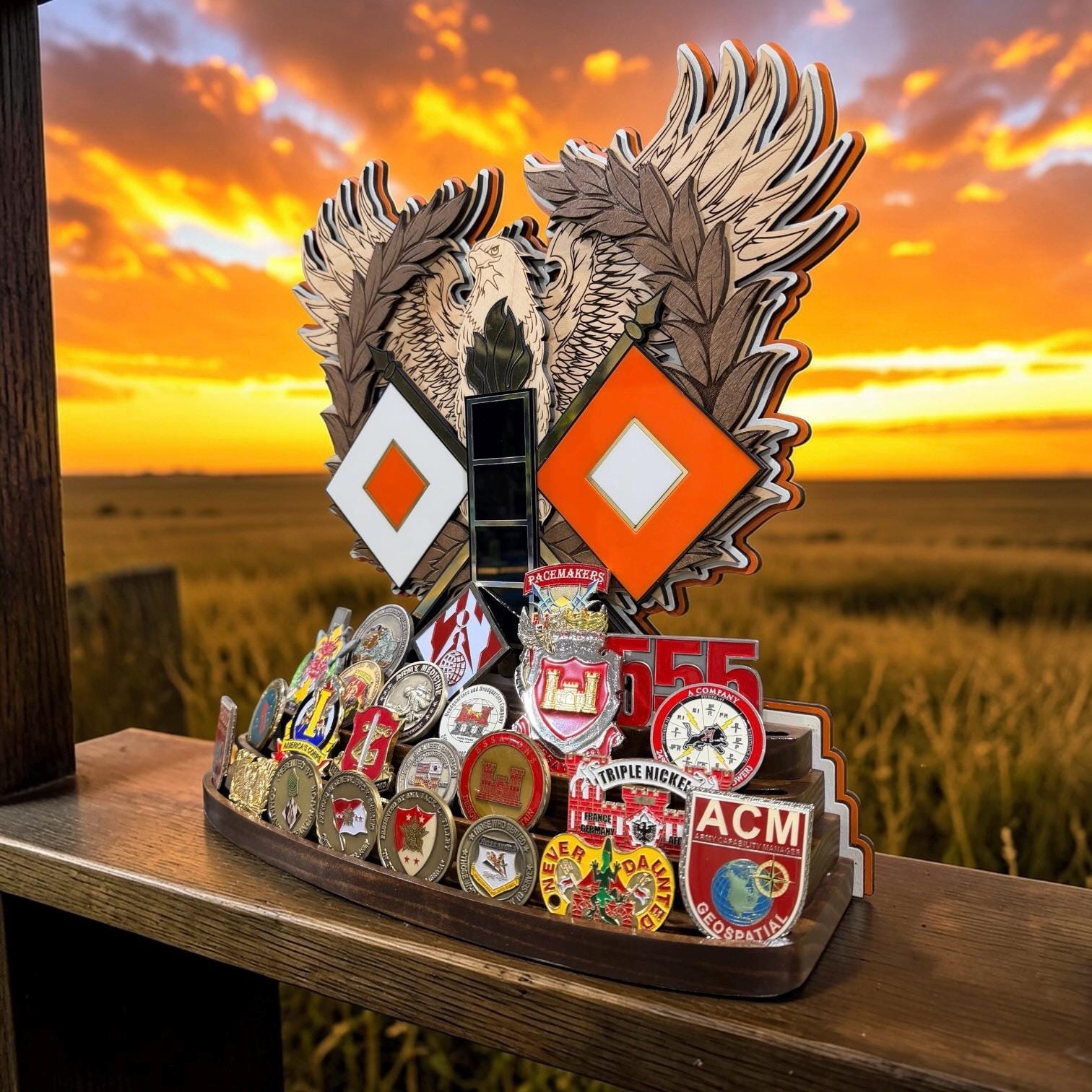 Custom Eagle Rising Coin Display | Army Warrant Officer Gift - Etsy