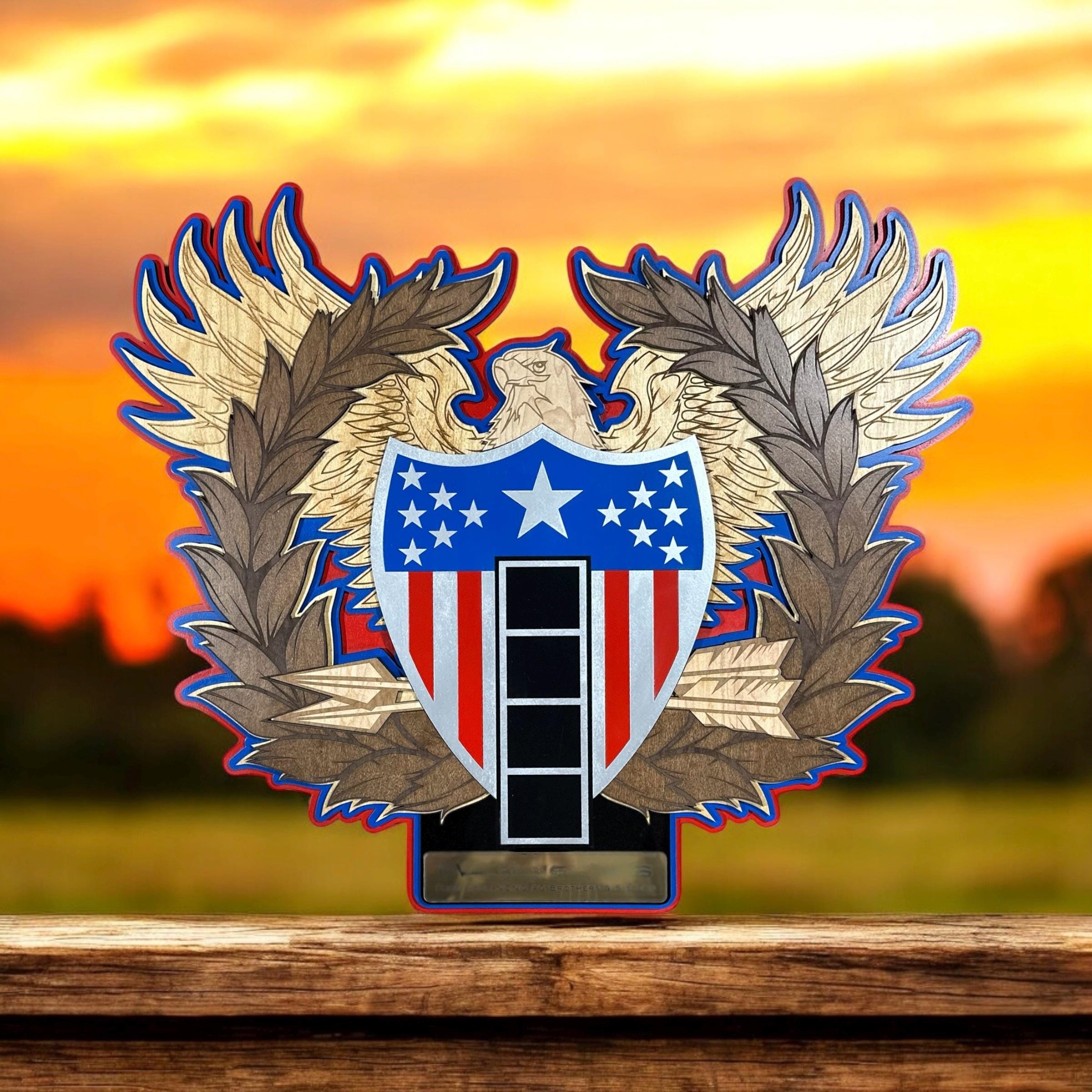 23.5" Custom Warrant Officer Plaque | Eagle Rising Military Retirement Gift | Army WO Wall Decor
