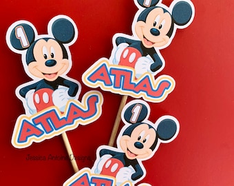 Musse Pigg Personliga Cupcake Toppers - Cupcake Topper - Födelsedag Cupcake Topper - Musse Pigg Tårtdekoration - Personlig Cupcake Topper