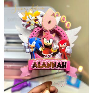 Amy Rose Cake Topper - Sonic Cake Topper - Pink Hedgehog Cake topper