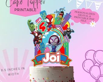 Spider Man Ghost Spider Printable Cake Topper- Made to Order- Personalized Cake Topper