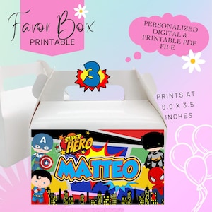 Superhero Printable Favor Box Label - Superhero Custom Box Label